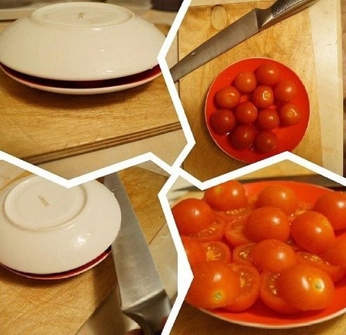 Быстрый способ нарезать помидоры черри