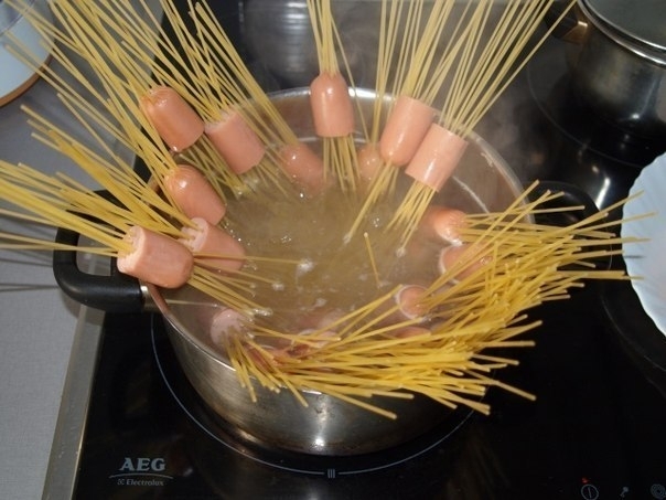Идея приготовления макарон с сосисками