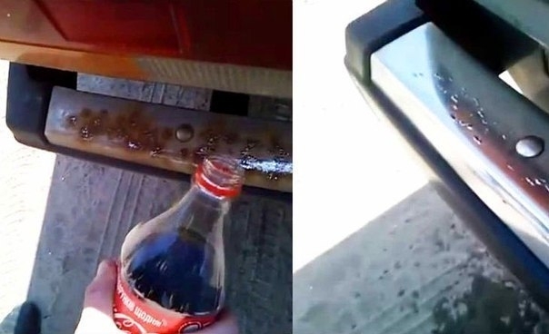 Coca - cola достаточно хорошо удаляет ржавчину