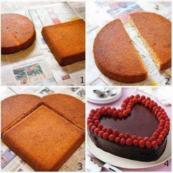 Как легко сделать торт в виде сердца. 