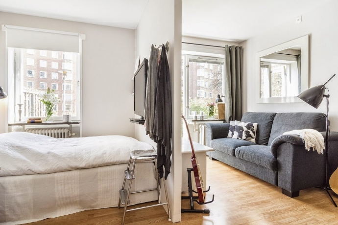 Как обустроить спальню в однокомнатной квартире: ниши, шторы, перегородки.