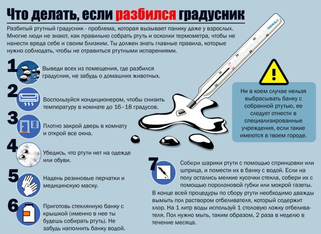Что делать, если разбился градусник Что делать, если разбился градусник