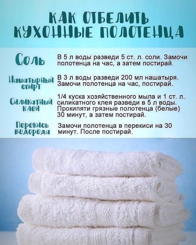 Как отбелить кухонные полотенца