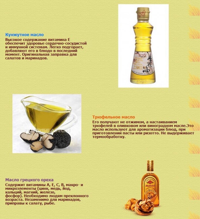 Особенности и польза разных видов растительного масла