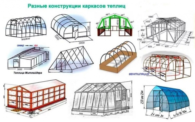 ​Разные конструкции каркасов теплиц