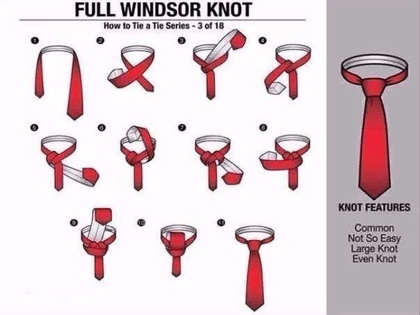 ​Разные способы завязывания галстуков