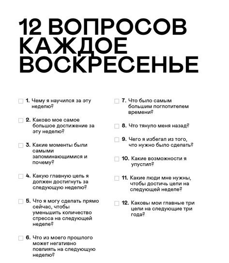 ​12 вопросов на каждое воскресенье