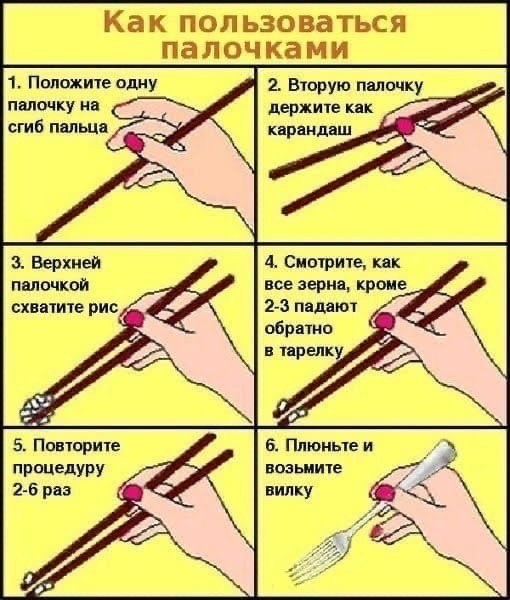 Правильное положение палочек в левой руке