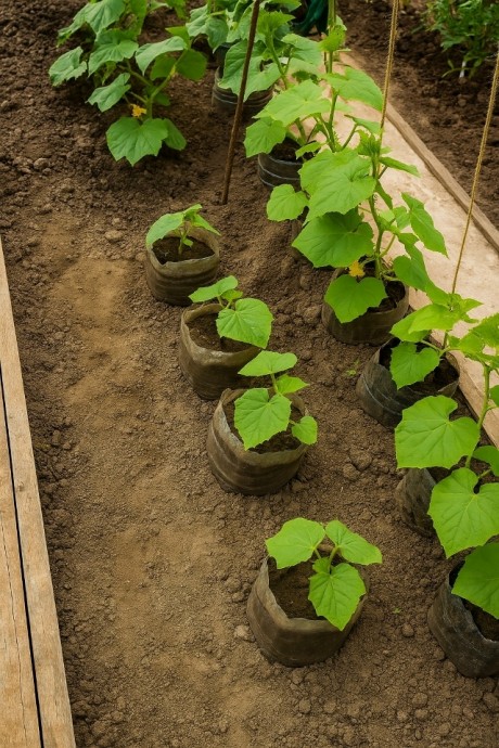 Необычный способ посадки огурцов