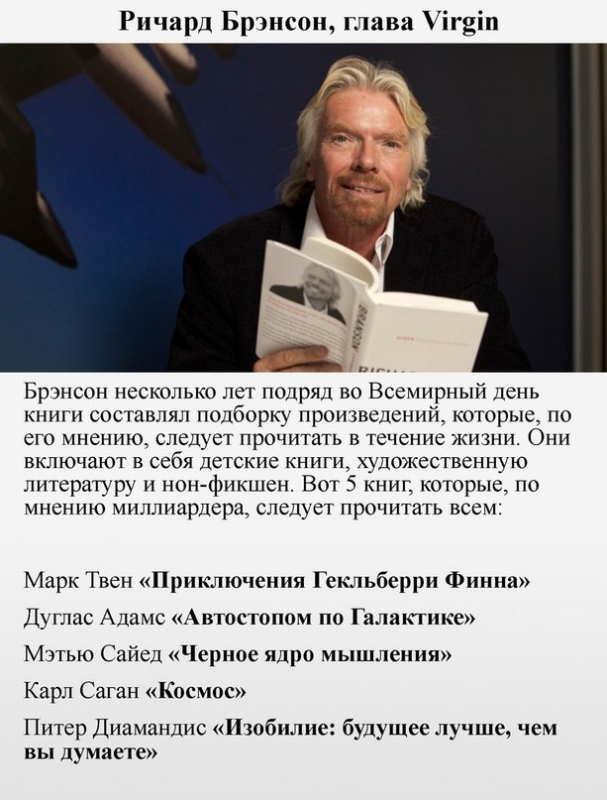 ​Какие книги являются любимыми у 6 миллиардеров и какие они советуют читать всем