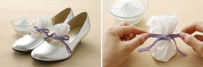 Положите в туфли пищевую соду, чтобы избавиться от неприятного запаха.