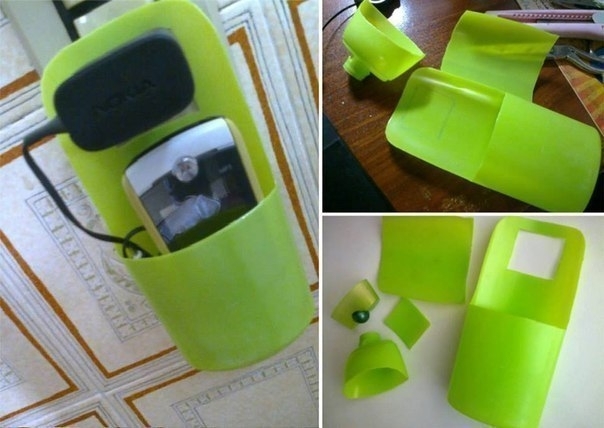 Удобный держатель для зарядки телефона из флакона от шампуня