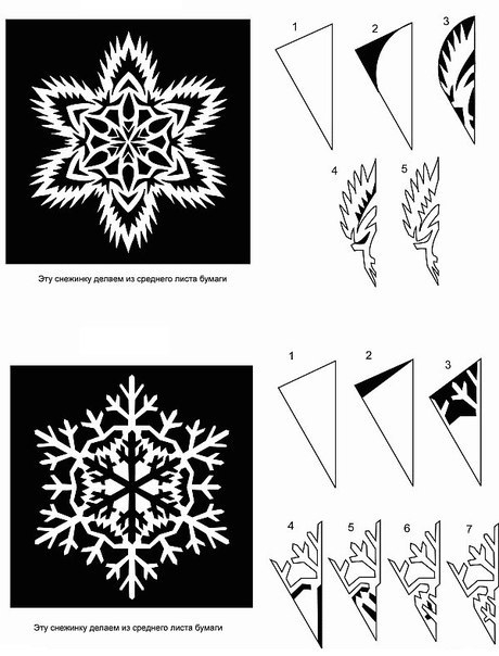 Схемы снежинок из бумаги
