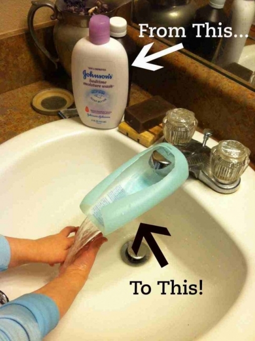 Используйте флакон из-под шампуня, чтобы ребенку было проще помыть ручки