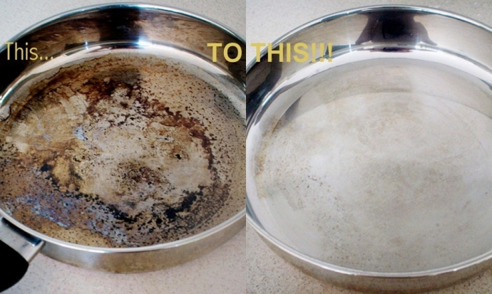 Чистящее средство для пригоревшей сковородки.