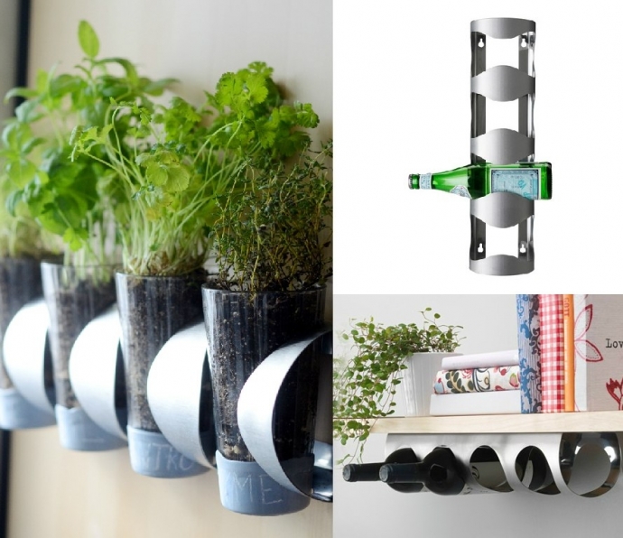 Домашний подвесной сад для выращивания свежей зелени из подставки для бутылок