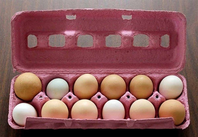 Смажьте куриные яйца растительным маслом.