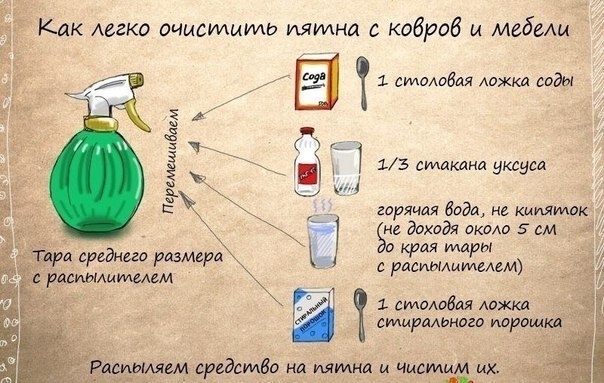 Как легко очистить пятна с ковров и мебели. 