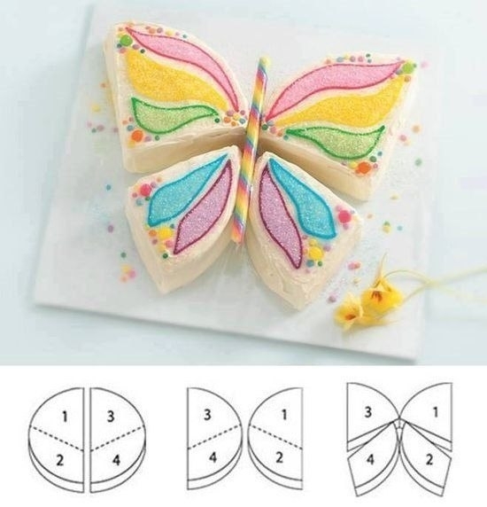 Как порезать корж для торта в виде бабочки