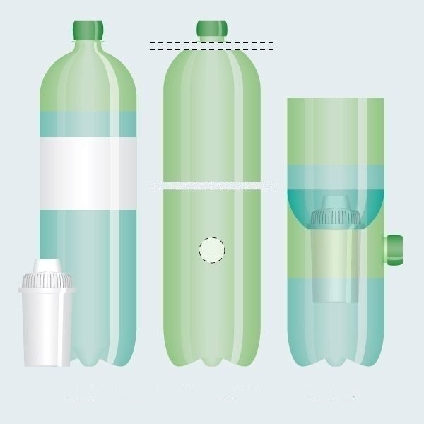 Очень простая и понятная инструкция как сделать кувшин фильтра для воды из пустой пластиковой бутылк