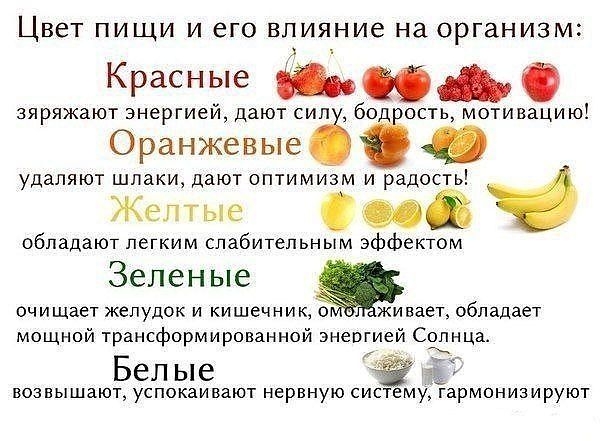 Цвет пищи и его влияние на организм